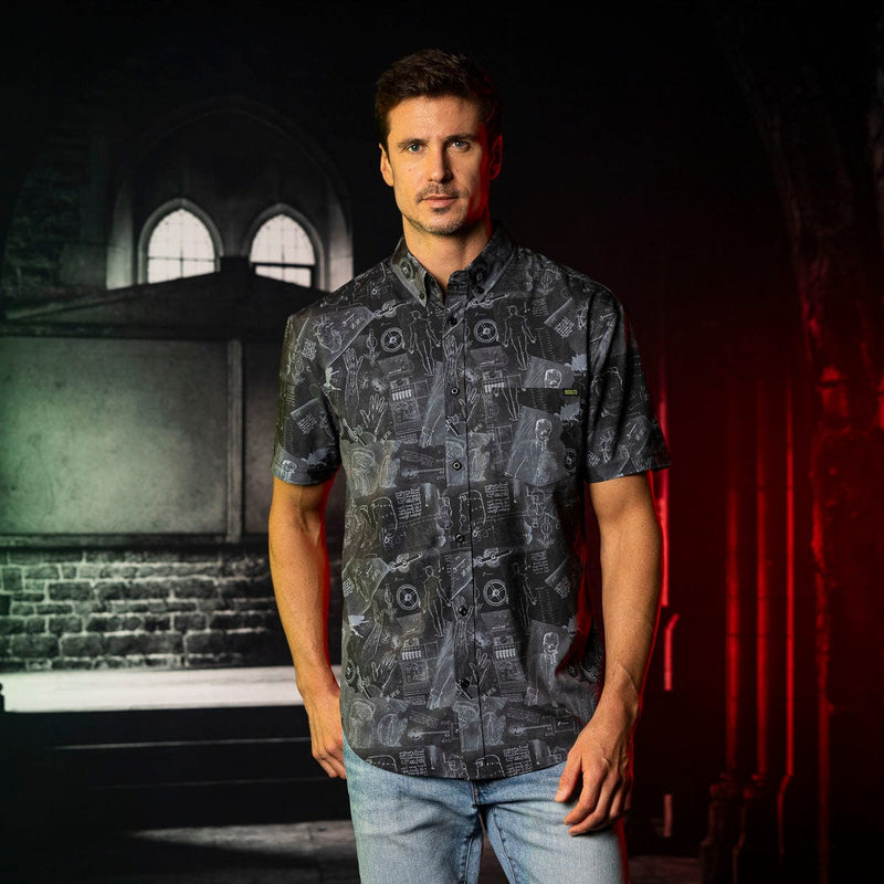 RSVLTS Making a Monster KUNUFLEX Short Sleeve Shirt in Black — detail 2