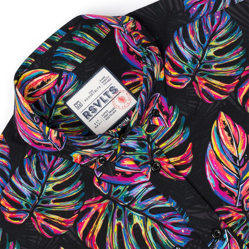 RSVLTS Vacation Steve KUNUFLEX Short Sleeve Shirt in Black — detail 3