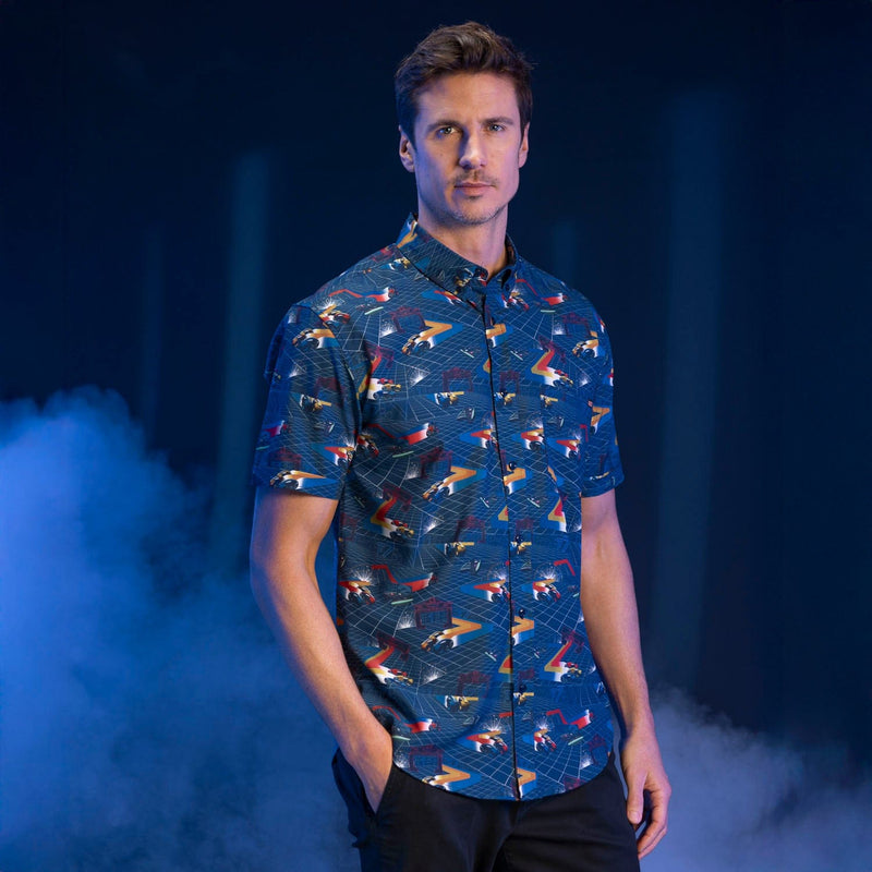 RSVLTS The Grid KUNUFLEX Short Sleeve Shirt in Blue — detail 2
