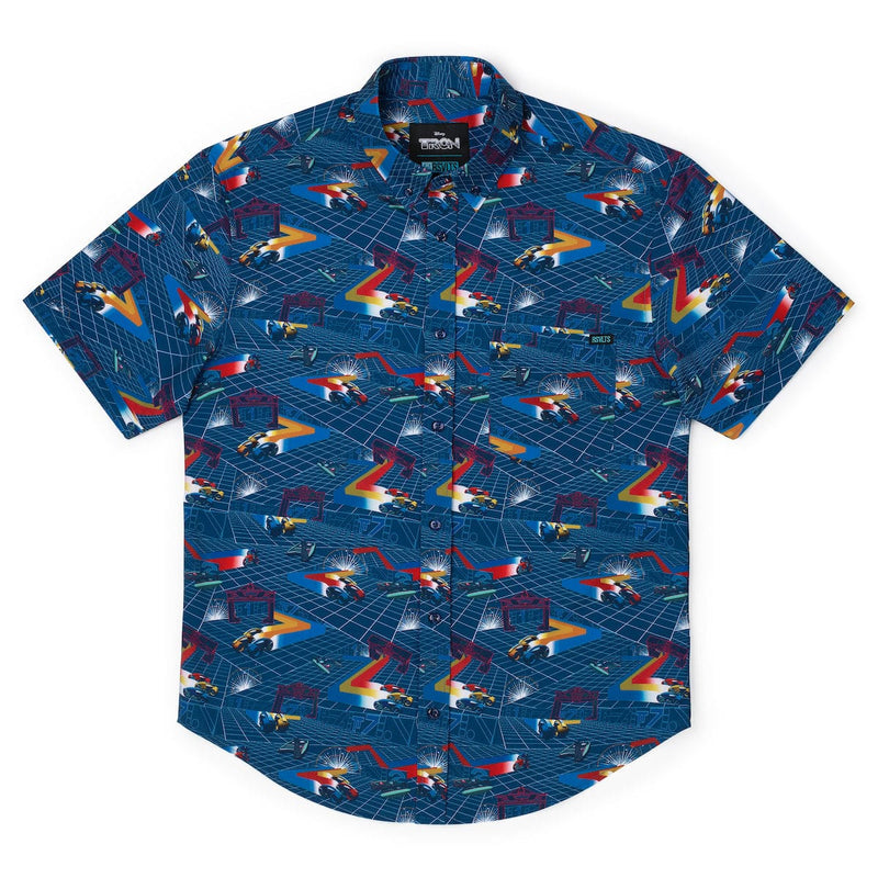 RSVLTS The Grid KUNUFLEX Short Sleeve Shirt in Blue — detail 4
