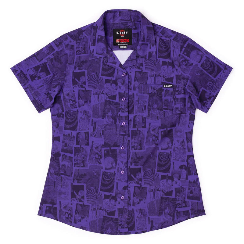 RSVLTS The Curse Women's KUNUFLEX Short Sleeve Shirt in Purple — front view
