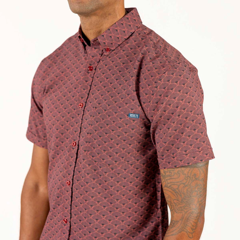 RSVLTS Array KUNUFLEX Short Sleeve Shirt in Red — front view