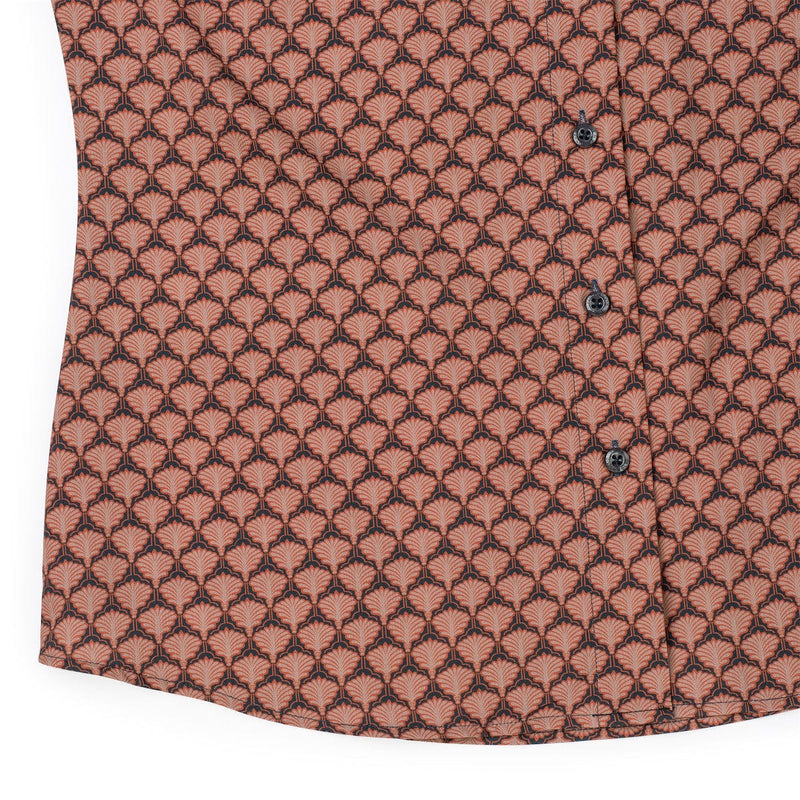 RSVLTS Deco Daze Women's KUNUFLEX Short Sleeve Shirt in Brown — detail 3