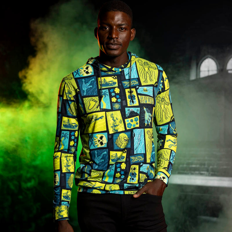 RSVLTS Tiki from the Black Lagoon Performance Hoodie in Green — detail 2