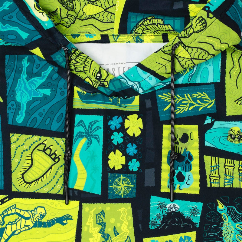 RSVLTS Tiki from the Black Lagoon Performance Hoodie in Green — detail 3