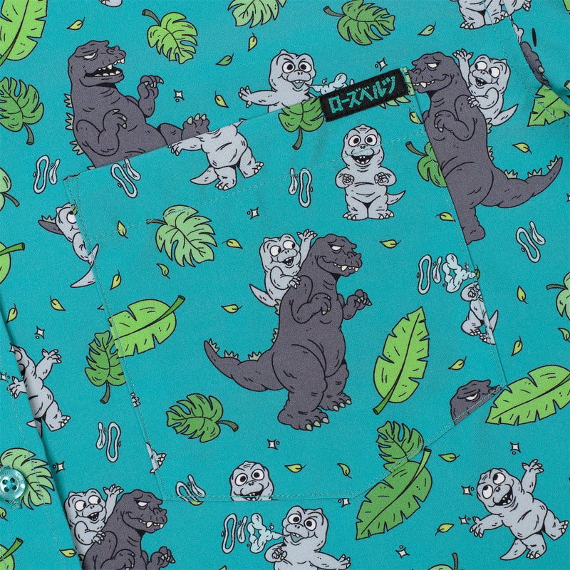 RSVLTS Minilla Mania! KUNUFLEX Short Sleeve Shirt in Green — detail 2
