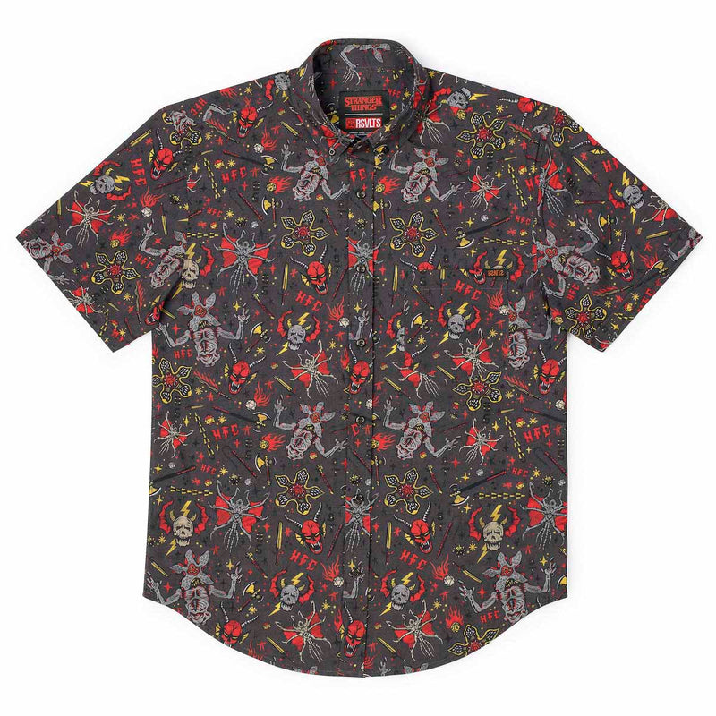 RSVLTS Hellfire Club KUNUFLEX Short Sleeve Shirt in Gray — detail 3