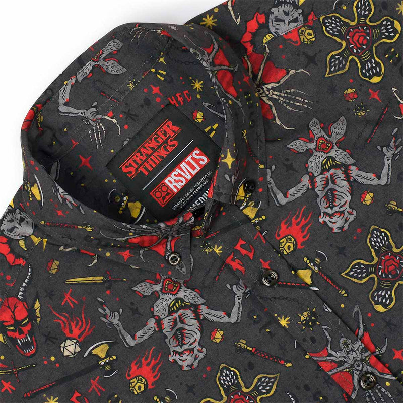 RSVLTS Hellfire Club KUNUFLEX Short Sleeve Shirt in Gray — detail 4