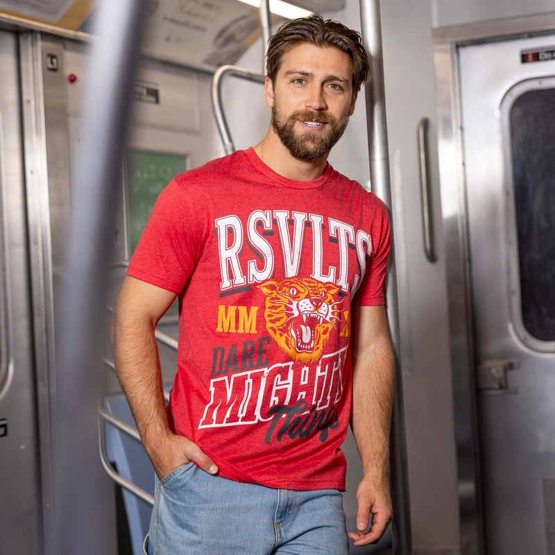 RSVLTS Go Get 'Em, Tiger! Crewneck Tee in Red — detail 2