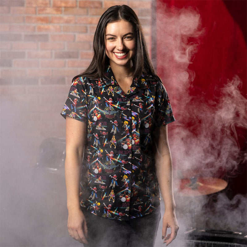 RSVLTS Muppet Music Mayhem Women's KUNUFLEX Short Sleeve Shirt in Black — front view