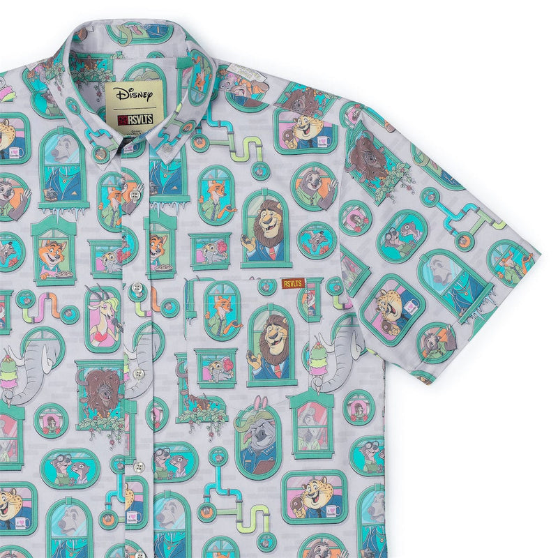 RSVLTS Mammal Metropolis KUNUFLEX Short Sleeve Shirt in Gray — front view