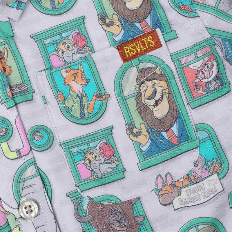 RSVLTS Mammal Metropolis Preschool KUNUFLEX Short Sleeve Shirt in Gray — detail 2