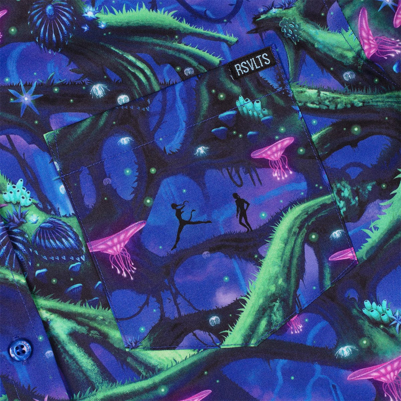 RSVLTS Na’vi Nights KUNUFLEX Short Sleeve Shirt in Blue — detail 2