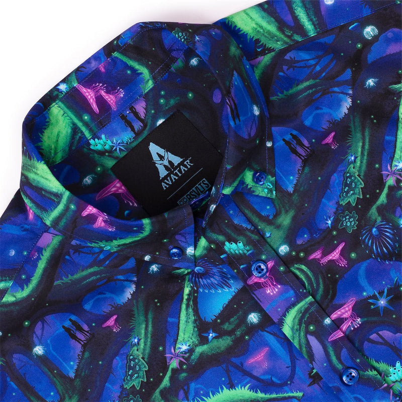 RSVLTS Na’vi Nights KUNUFLEX Short Sleeve Shirt in Blue — detail 3
