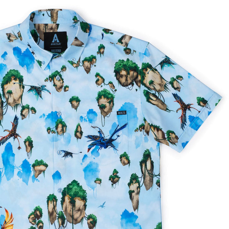 RSVLTS Hallelujah Mountains KUNUFLEX Short Sleeve Shirt in Blue — front view