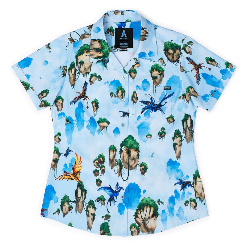 RSVLTS Hallelujah Mountains Women's KUNUFLEX Short Sleeve Shirt in Blue — detail 2