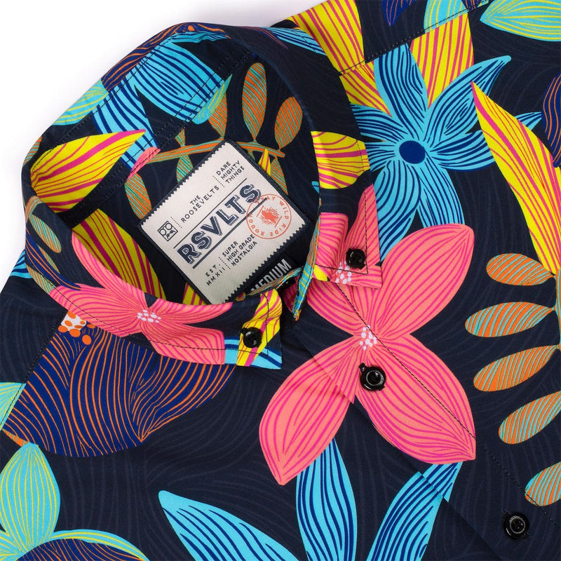 RSVLTS Petal Strokes KUNUFLEX Short Sleeve Shirt in Black — detail 3