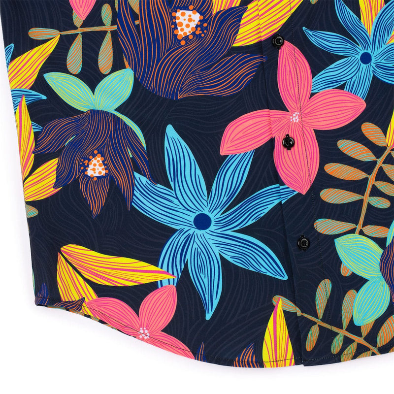RSVLTS Petal Strokes KUNUFLEX Short Sleeve Shirt in Black — detail 4