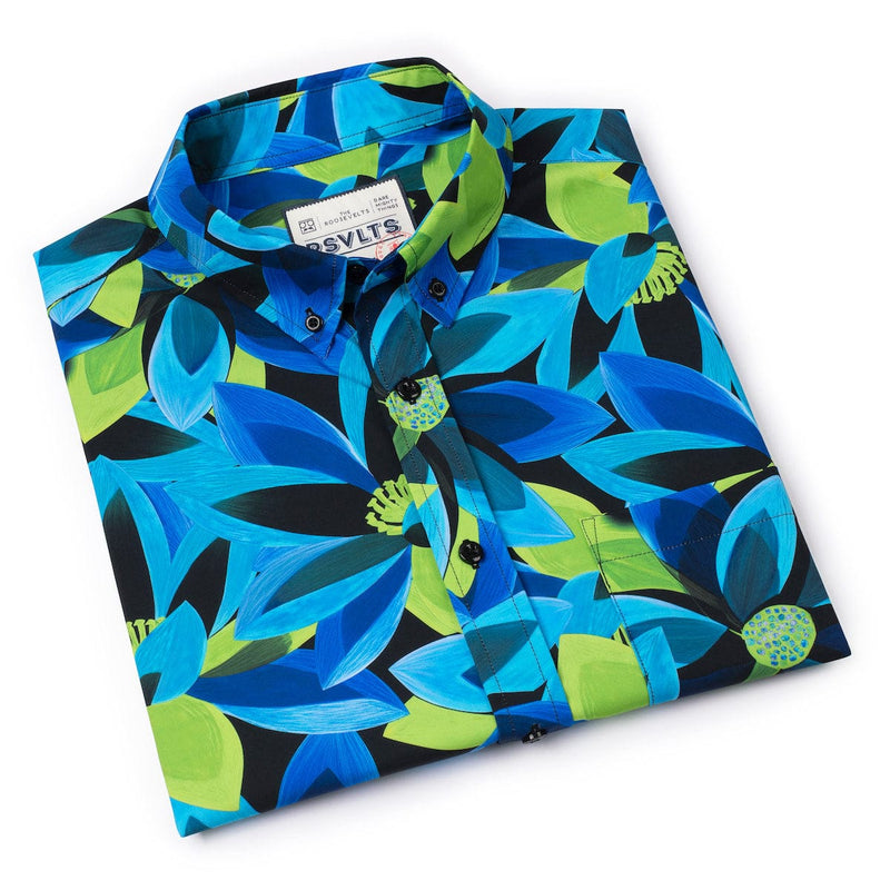 RSVLTS Green & Blume KUNUFLEX Short Sleeve Shirt in Blue — detail 3