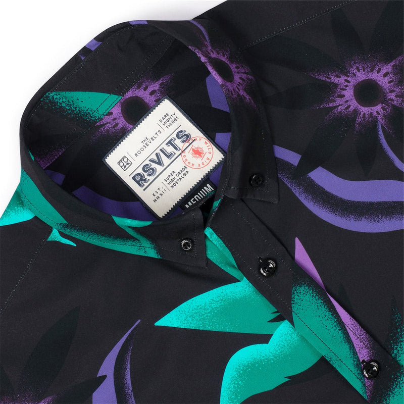 RSVLTS Midnight Oasis KUNUFLEX Short Sleeve Shirt in Black — detail 3