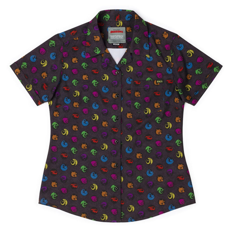 RSVLTS Sizzlin' Sigils Women's KUNUFLEX Short Sleeve Shirt in Gray — detail 2