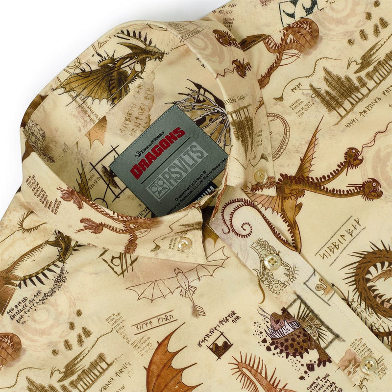 RSVLTS Book of Dragons KUNUFLEX Short Sleeve Shirt in Brown — detail 4