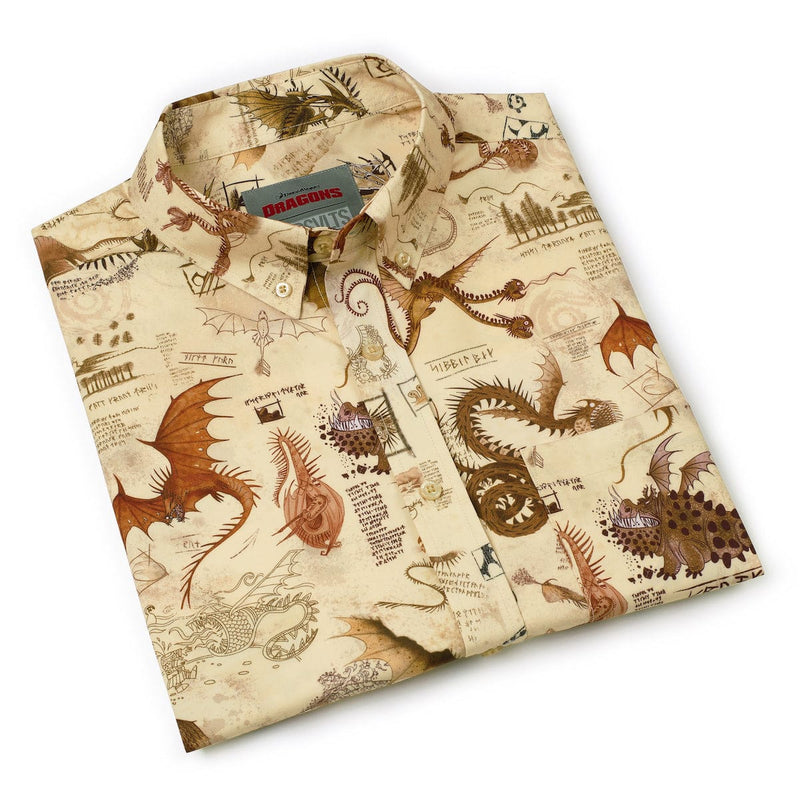 RSVLTS Book of Dragons KUNUFLEX Short Sleeve Shirt in Brown — detail 6