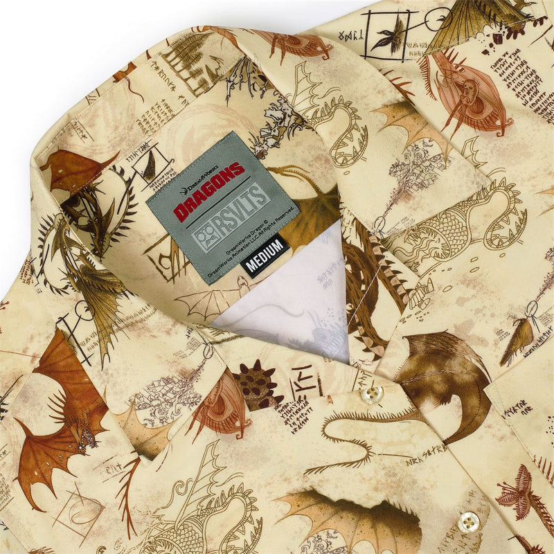 RSVLTS Book of Dragons Women's KUNUFLEX Short Sleeve Shirt in Brown — detail 3
