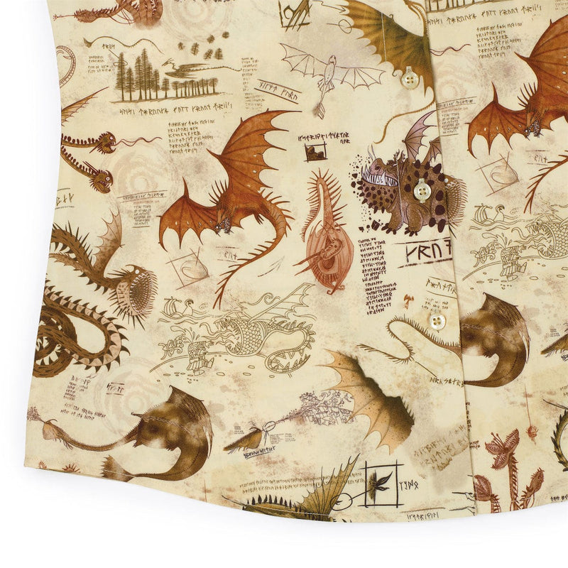RSVLTS Book of Dragons Women's KUNUFLEX Short Sleeve Shirt in Brown — detail 4