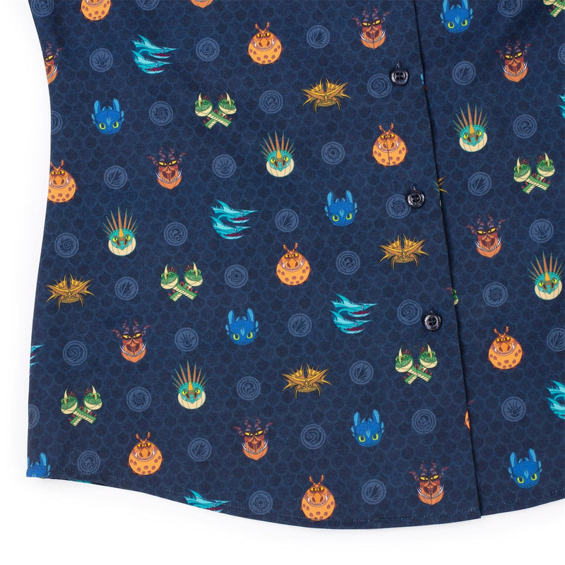 RSVLTS Fiery Faces Women's KUNUFLEX Short Sleeve Shirt in Blue — detail 4