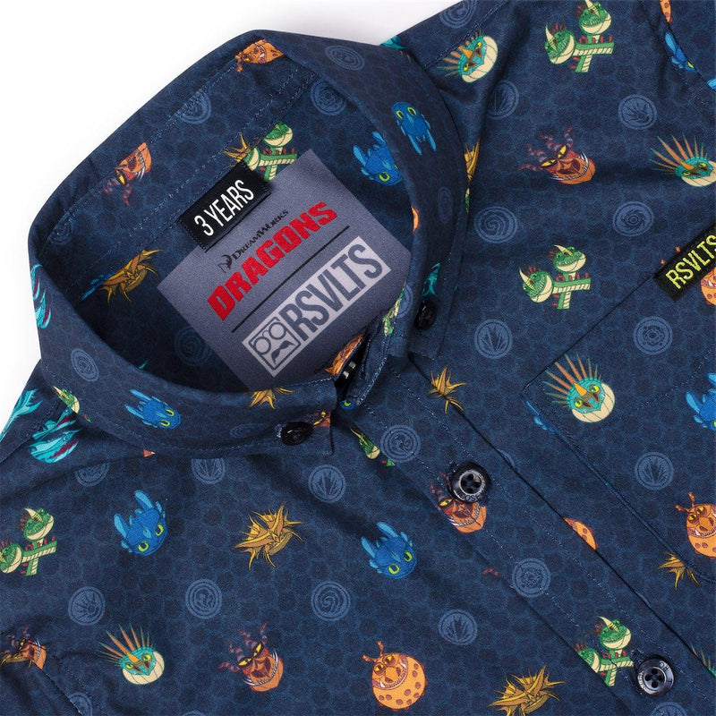 RSVLTS Fiery Faces Preschool KUNUFLEX Short Sleeve Shirt in Blue — detail 2