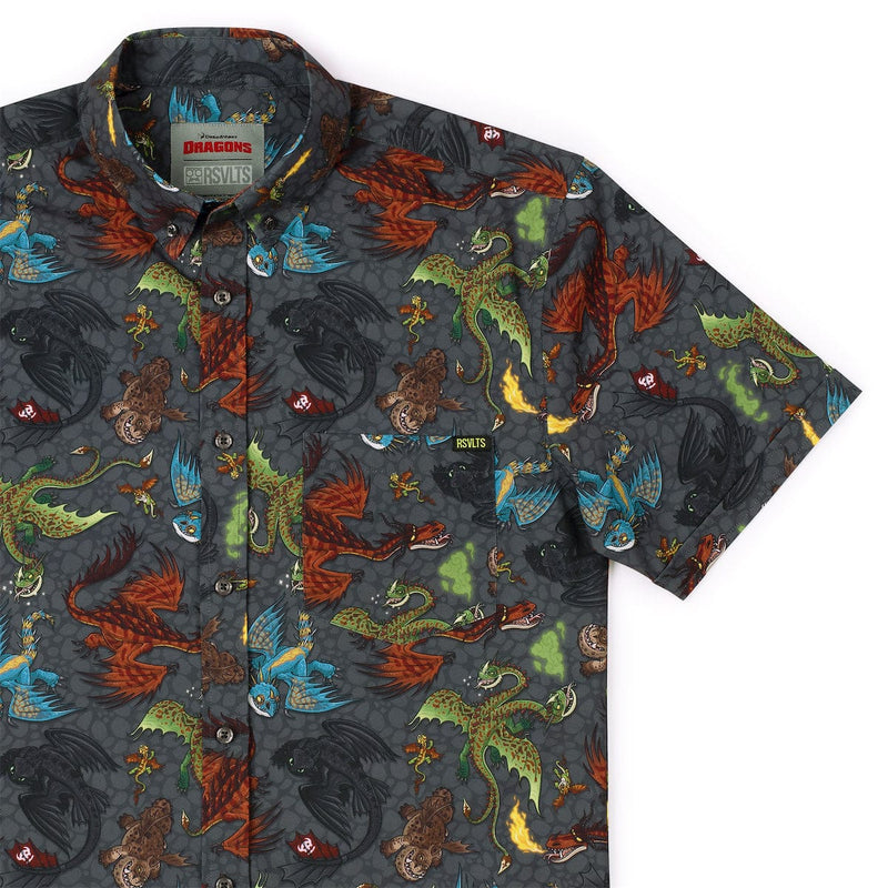 RSVLTS Scales 'n' Tails KUNUFLEX Short Sleeve Shirt in Gray — front view