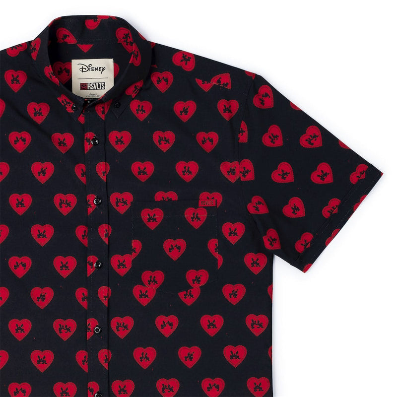 RSVLTS Lovebirds KUNUFLEX Short Sleeve Shirt in Black — front view