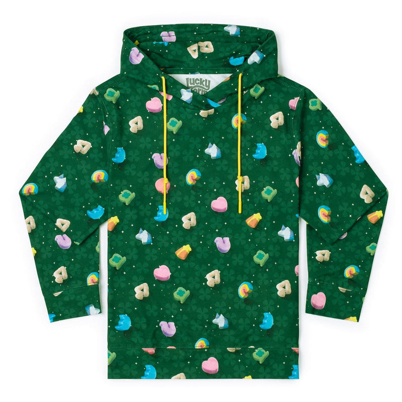 RSVLTS Lucky Charms "Marshmallow Madness Youth Performance Hoodie in Green — front view