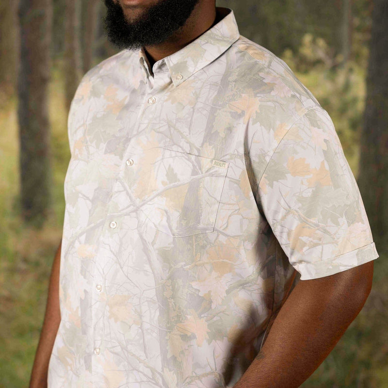 RSVLTS Into the Woods KUNUFLEX Short Sleeve Shirt in Gray — front view