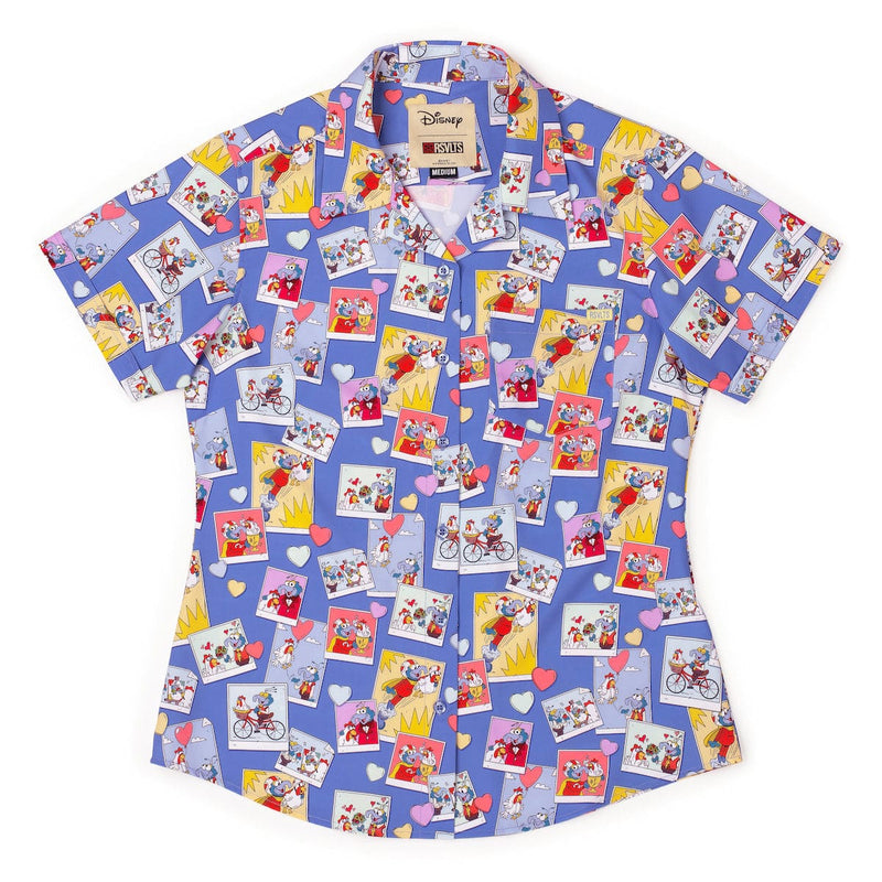 RSVLTS Picture Perfect Women's KUNUFLEX Short Sleeve Shirt in Purple — front view