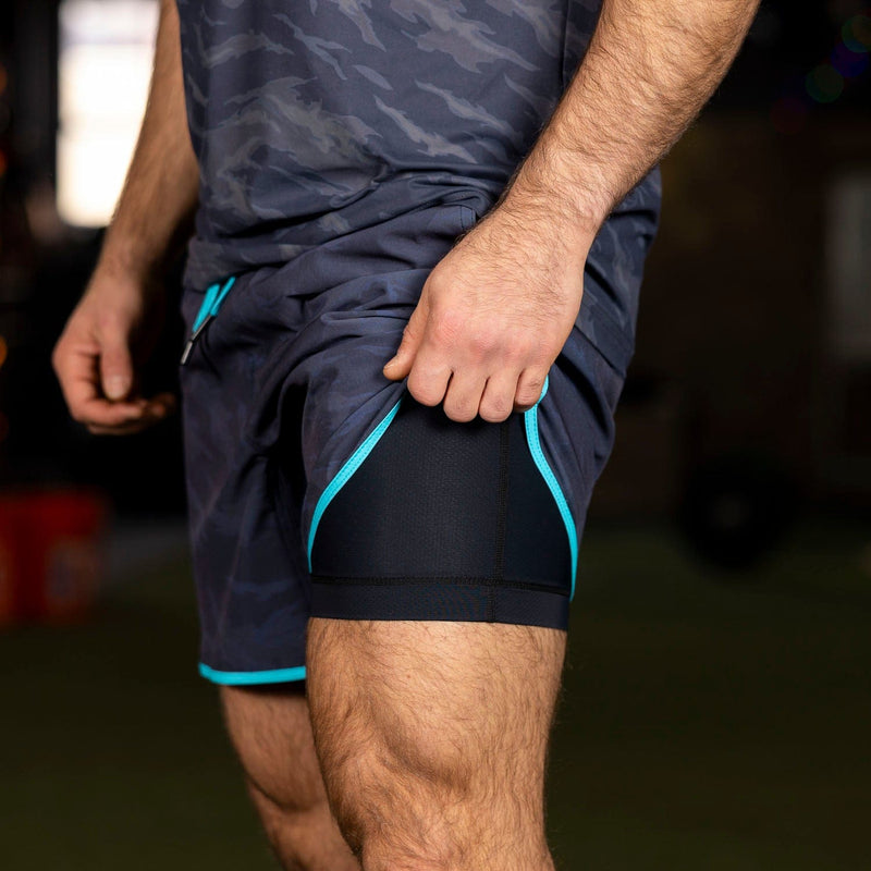 RSVLTS Tiger Camo V2 Lined Training Shorts in Gray — detail 2