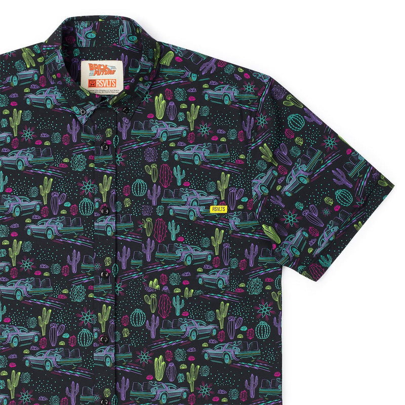 RSVLTS Quantum Cowboys KUNUFLEX Short Sleeve Shirt in Black — front view