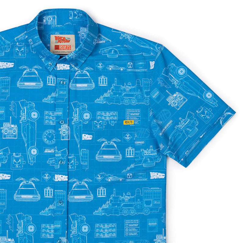 RSVLTS If My Calculations Are Correct KUNUFLEX Short Sleeve Shirt in Blue — front view