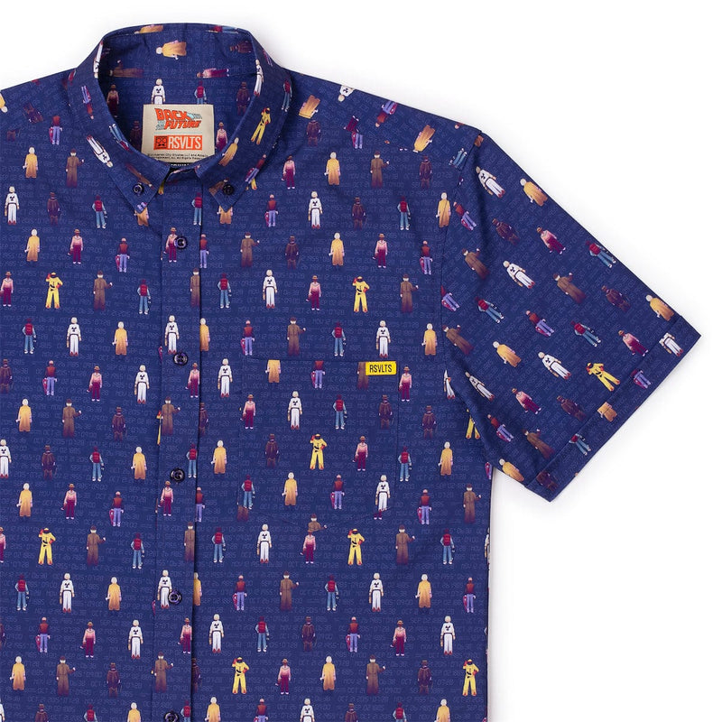 RSVLTS Past. Present. Future. KUNUFLEX Short Sleeve Shirt in Blue — front view