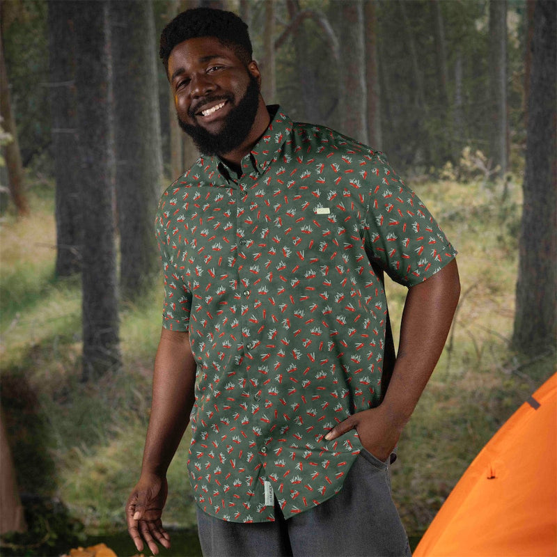RSVLTS Knives Out KUNUFLEX Short Sleeve Shirt in Green — detail 2
