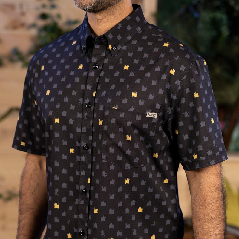 RSVLTS King of All Wild Things KUNUFLEX Short Sleeve Shirt in Black — detail 4