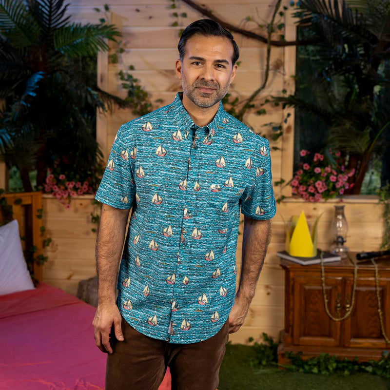 RSVLTS Max's Voyage KUNUFLEX Short Sleeve Shirt in Blue — detail 2