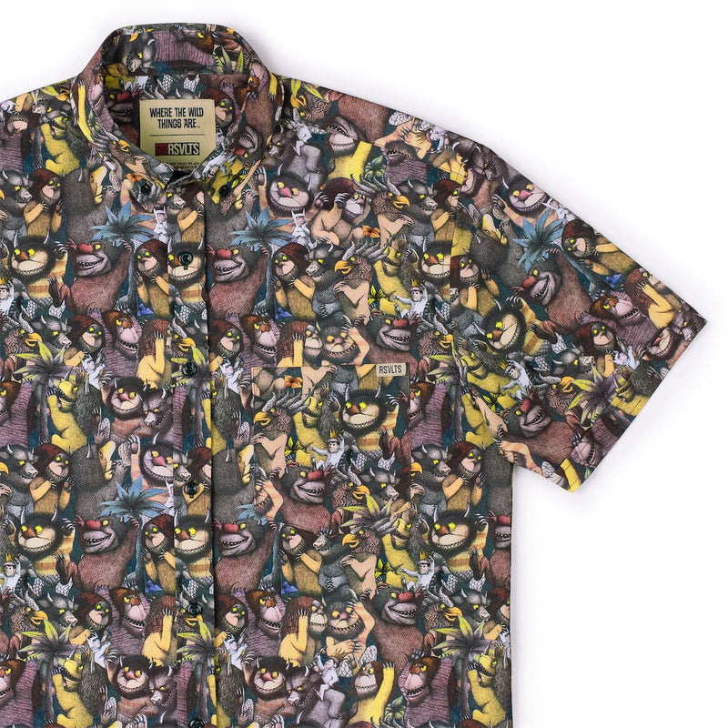 RSVLTS The Wild Rumpus KUNUFLEX Short Sleeve Shirt in Black — front view