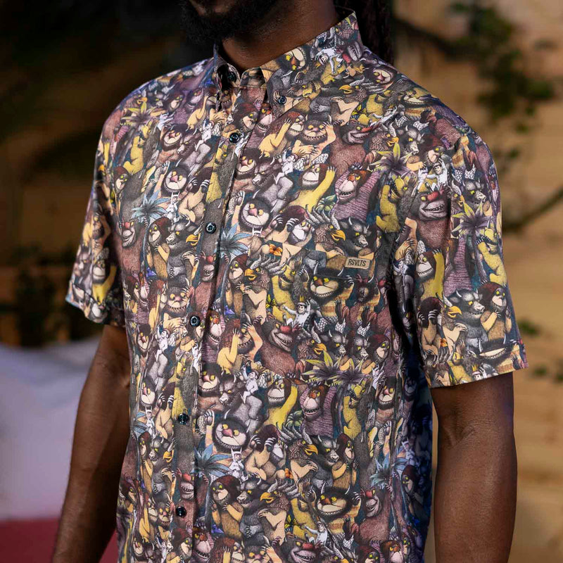 RSVLTS The Wild Rumpus KUNUFLEX Short Sleeve Shirt in Black — detail 4