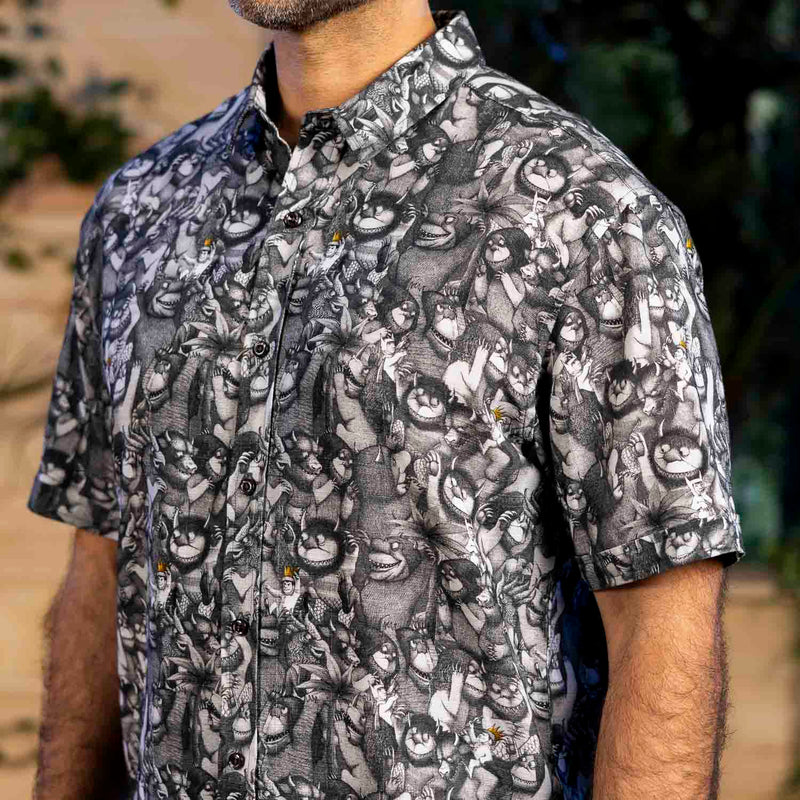 RSVLTS The Wild Rumpus (Royal Edition) Bamboo Short Sleeve Shirt in Black — detail 4