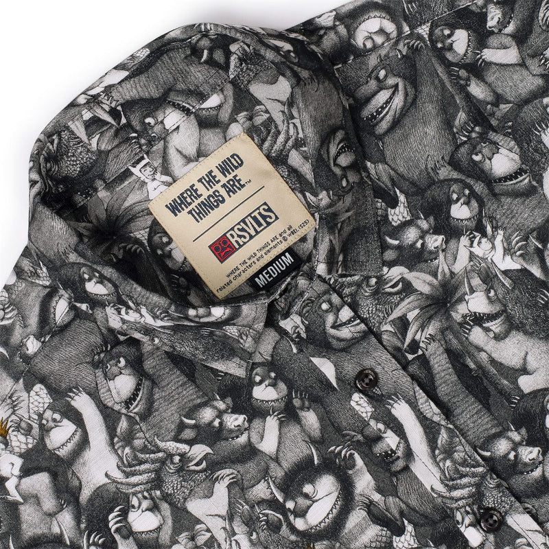 RSVLTS The Wild Rumpus (Royal Edition) Bamboo Short Sleeve Shirt in Black — detail 7