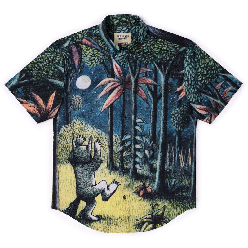 RSVLTS Howl at the Moon KUNUFLEX Short Sleeve Shirt in Black — front view