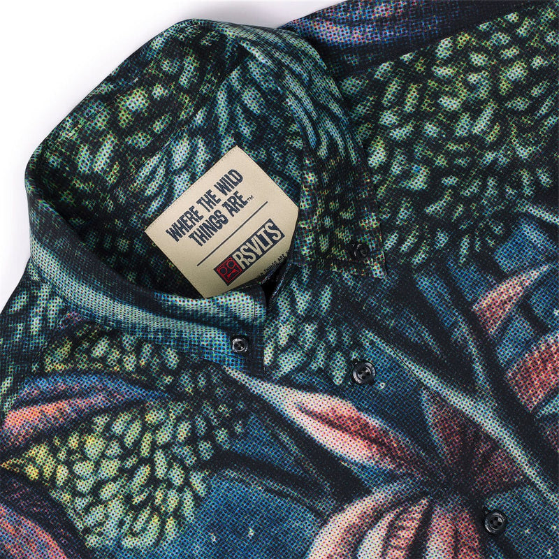 RSVLTS Howl at the Moon KUNUFLEX Short Sleeve Shirt in Black — detail 3