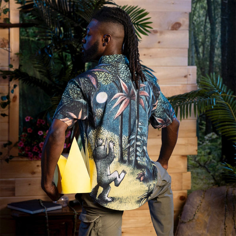 RSVLTS Howl at the Moon KUNUFLEX Short Sleeve Shirt in Black — detail 4